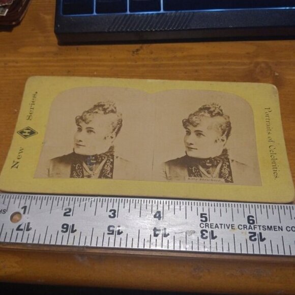 New H Series Stereoview Kitty Blanchard Portraits of Celebrities Late 1890's - Picture 1 of 3